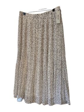 WD·NY White Black Polka Dot Pleated Tiered Midi Maxi Skirt NWT Size M